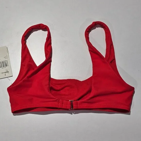 Raisins Lace up Bra Bikini Top  Bermuda Solids Poppy Red - Picture 5 of 8